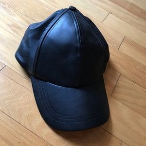 Free People black vegan leather ball cap